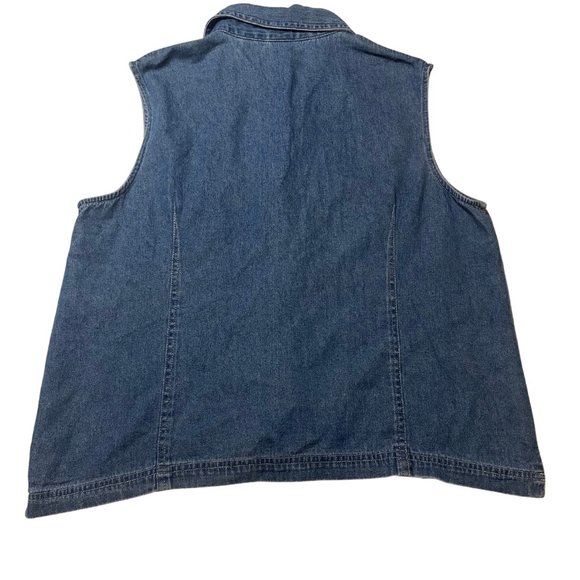 VTG Disney Womens Mickey Mouse Denim USA Flag Jean Vest Size Large Sleeveless - Picture 5 of 6